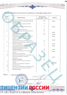 Образец приложение к диплому (страница 2) Орехово-Зуево Профессиональная переподготовка сотрудников 