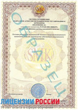 Образец сертификата соответствия (приложение) Орехово-Зуево Сертификат ISO 13485