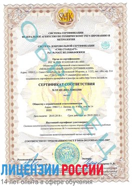 Образец сертификата соответствия Орехово-Зуево Сертификат OHSAS 18001